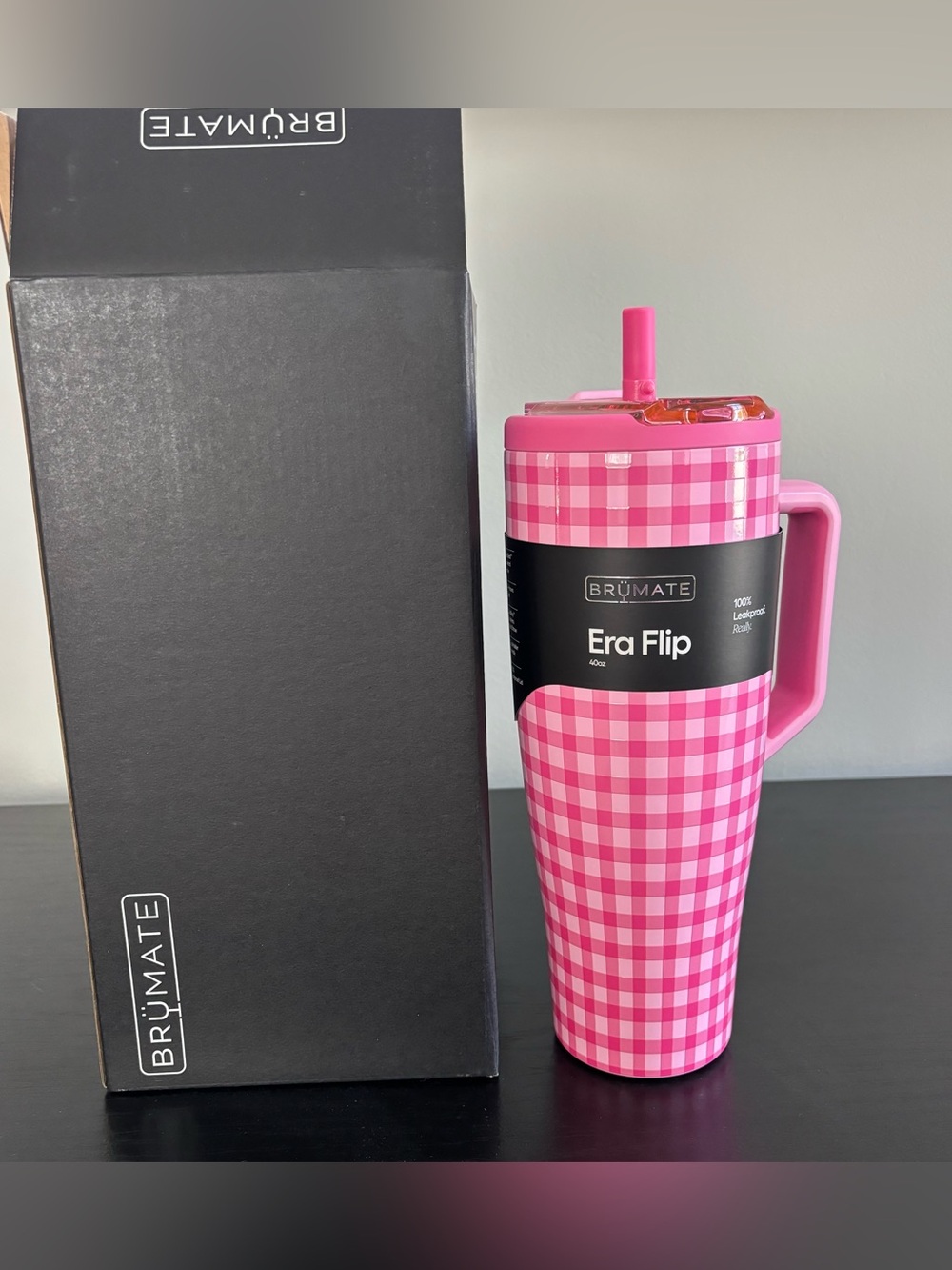Brumate Pink Gingham Era Flip Tumbler